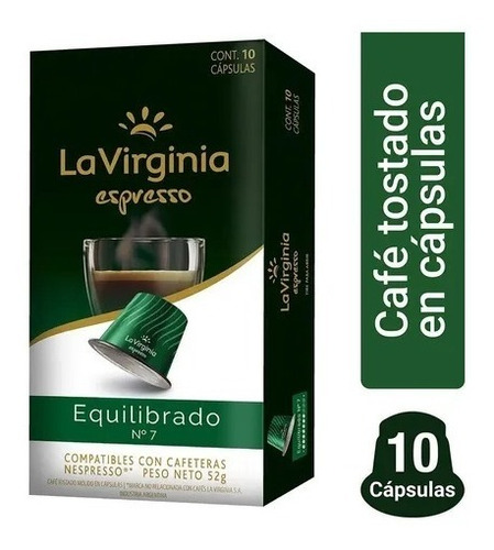 Imagen 2 de 4 de Café La Virginia Equilibrado N°7 Cápsulas Nespresso X3 Cajas