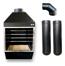 Comprar Churrasq. De Parede 50cm X 50cm Preta + 2 Dutos + Curva 90