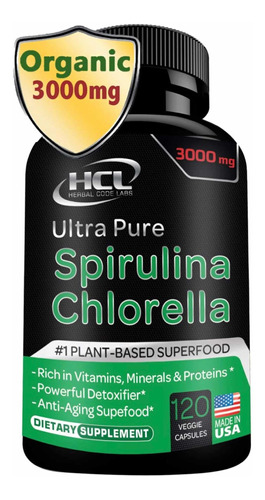 Chlorella Spirulina 3000 Mg 120 Caps No Irradiadas Eeuu