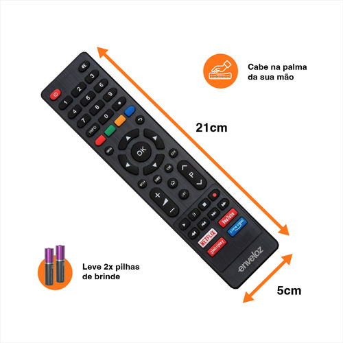 Kit 2 Controles Remoto Para Tv Philco Smart Teclas Netflix Youtube Globoplay E Amazon Prime Video Compativel Com Varios Modelos TVs Philco 9028 7250 9063 Com Pilhas Inclusas - Loja Enveloz