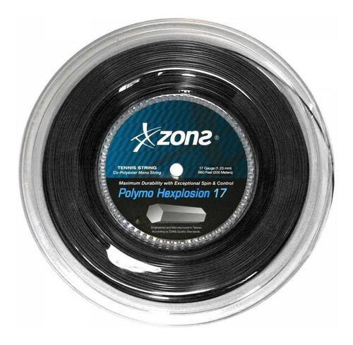 Cuerda De Tenis Zons Polymo Hexplosion 17l/1.23mm Negra 200 