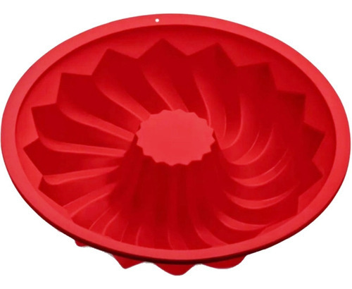 Forma Silicone Espiral Redonda Vulcão Antiaderente Pudim Cor Vermelho