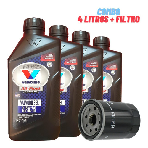 Aceite 15w40 Mineral Valvoline Pack 4lts + Filtro