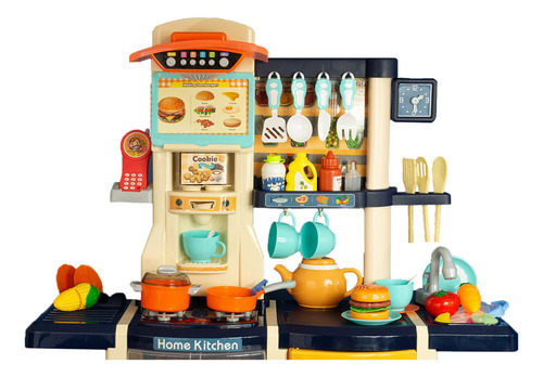 Cocina Cocinita Infantil Luz, Sonido Y Agua 65 Piezas Color Azul