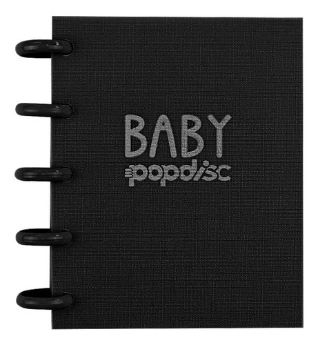 Caderno Popdisc Baby All black 80 folhas  sem pauta 1 assuntos unidade x 1 12cm x 10cm baby pop disc cor preto