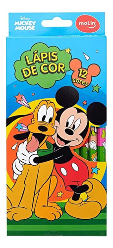 Disney Lapis Cor Mickey Mouse 12 Cores Molin Escolar