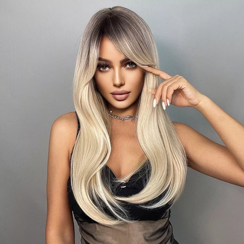 Pelucas De Pelo Sintético Degradado Rubio Blanco Para Mujer