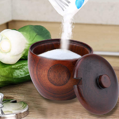 Tarro De Especias De Madera Maciza, Tazón De Azúcar, Sal Y P
