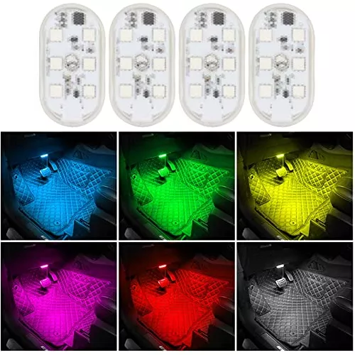 Luces Led Interiores Coche, 7 Colores, Mini Usb Recarga