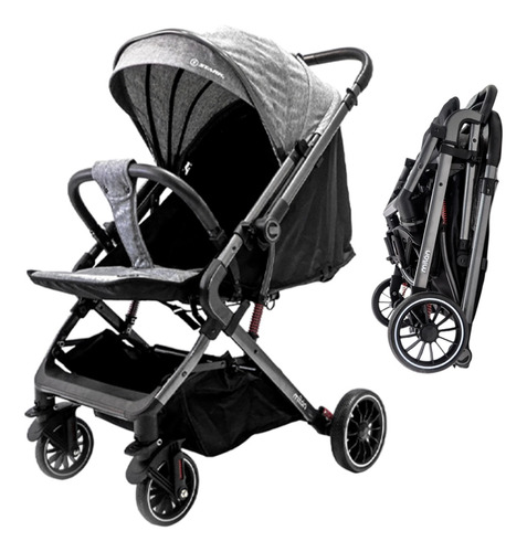 Cochecito De Bebe Stark Milan Plegable Rapido Aluminio Paseo Color Negro Chasis Aluminio Gris