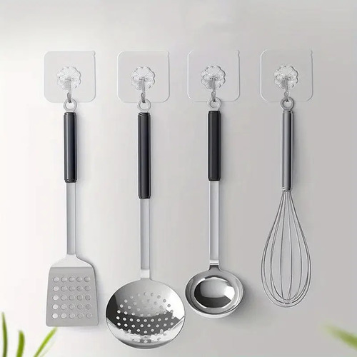 10 Perchas Autoadhesivas Transparentes Para Puerta Y Pared