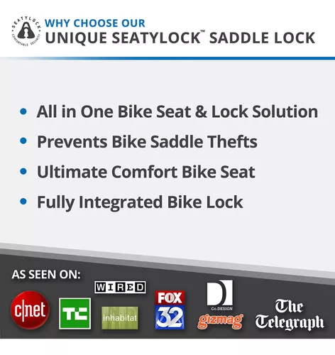 Seatylock Cerradura híbrida para bicicleta – Patente múltiple 2 en 1 con  bloqueo para asiento de bicicleta se dobla como sillín o protector de