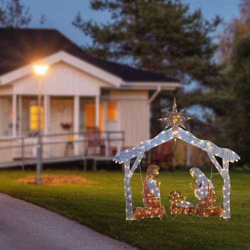 Estatua De Adorno Navideño De Hierro Con Luz Led Para