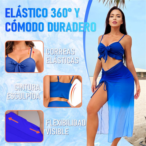 * Traje De Baño Sexy Bikini For Mujer Con Falda 3 Piezas