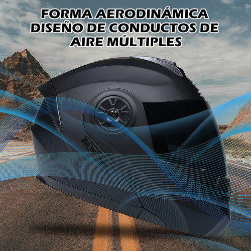 Echoarmor Casco Abatibles Para Moto Con Gafas Internas Con Doble Visera 991 Negro L 59-60