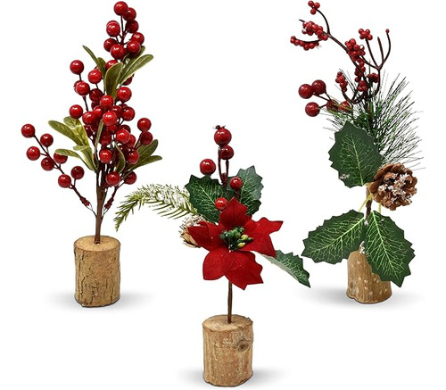 Juego De 3 Mini Decoraciones De Mesa Para Arbol De Navidad C