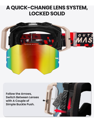Óculos Outdoormaster Macaw Dirt Bike Motocicleta Revo Red Le