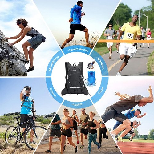Mochila Hidratación Deportiva Con Bolsa De Agua 2l Mochila