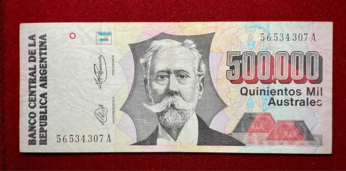 Billete 500000 Australes Serie A 1991 Bottero 2902 (Usado)