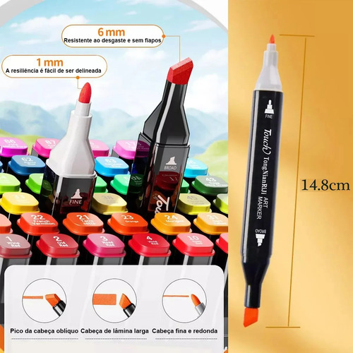 Para Canetinhas Coloridas 100 Cores Ponta Dupla Estojo
