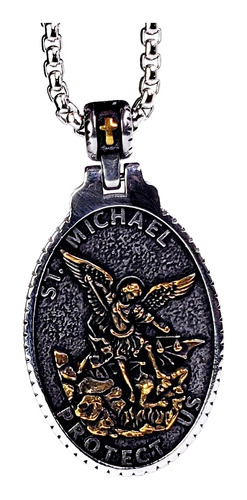 Medalla Dije Arcangel San Miguel Protección Acero Inoxidab D