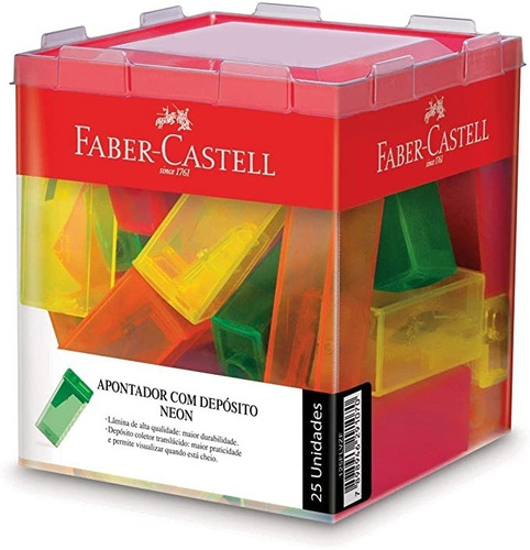 Apontador Com Deposito Faber-castell 25 Un. Neon Sortido