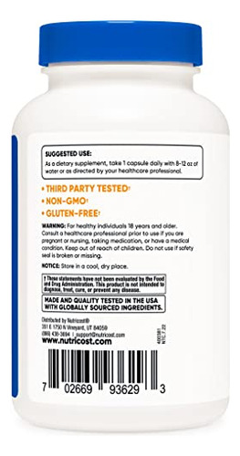 Suplemento De Ferro Nutricost Quelated Iron 36mg 240 Cápsula