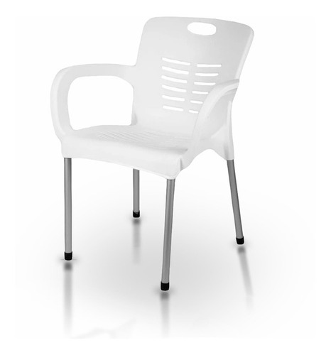 Silla Apilable Plastico Jardin Living Cocina Patas Aluminio 