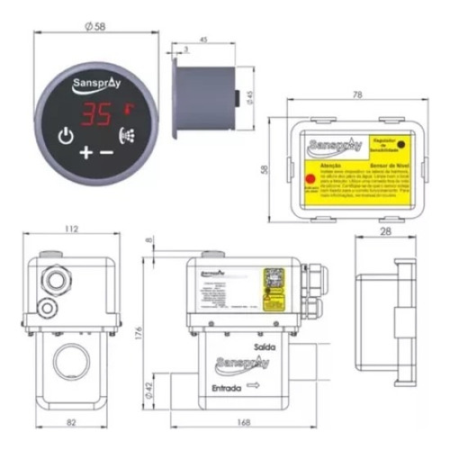 Kit Aquecedor 8000/220 + Motobomba 1/2cv 220v + Cromo 2 Led