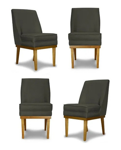 Cadeira de jantar Meu Lar Decorações de Ambientes Meu Lar Decorações de Ambientes Cadeira Virgínia, estrutura de cor  madeira e design do tecido lino, 4 unidades