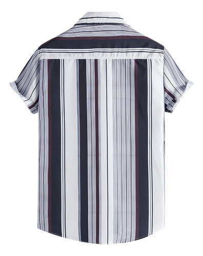 Camiseta De Manga Corta Con Botones Y Estampado De Rayas Sua