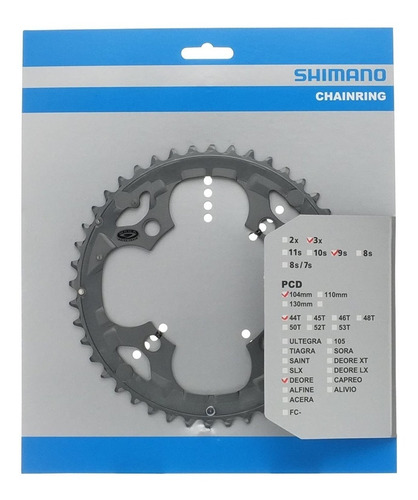 Plato Shimano Deore M590 44t Aluminio 3x9v 104mm | Original Gris