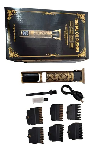 Maquina Acabamento Recarregável Cabelo Barba Sem Fio Digital Cor Dourado