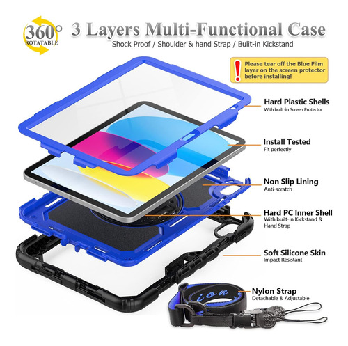 Funda Para Tablet Seymac Para iPad (a16) 11th/10th Gen Azul