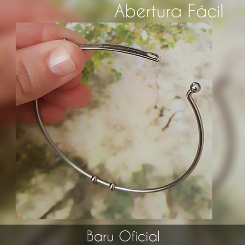 Imagen 4 de 5 de Pulsera Esclava De Acero Abertura Fácil Con Frase Cree