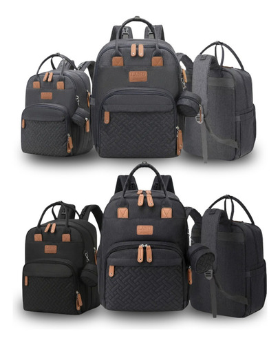 Mochila Maternidade Land Bonny Multifuncional Cor Cinza Desenho Do Tecido Liso