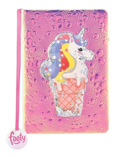 Imagen 1 de 3 de Cuaderno Footy Holografico Con Confeti 60 Hojas