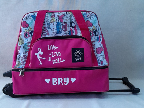 Imagen 2 de 6 de Combo Bolso Patin Cajon Carrito Estampado Yuco + Cubrebota