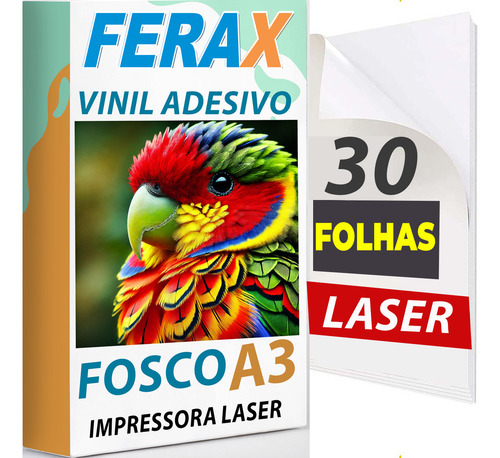 30 Vinil Adesivo Branco Fosco Ferax P/ Impressora Laser A3