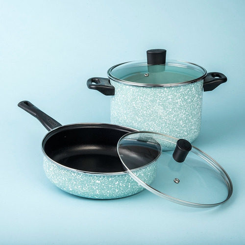 Imagen 8 de 9 de Batería De Cocina Cinsa Granito Jade Menta 15 Piezas