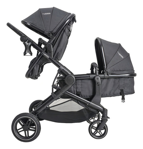 Carrinho De Bebê Para Gêmeos Kiddo Pair Melange Grafite