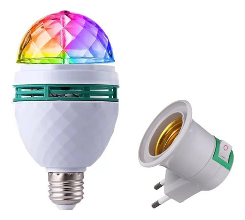 Lâmpada Giratória Led Rgb Iluminação Bivolt Com Adaptador