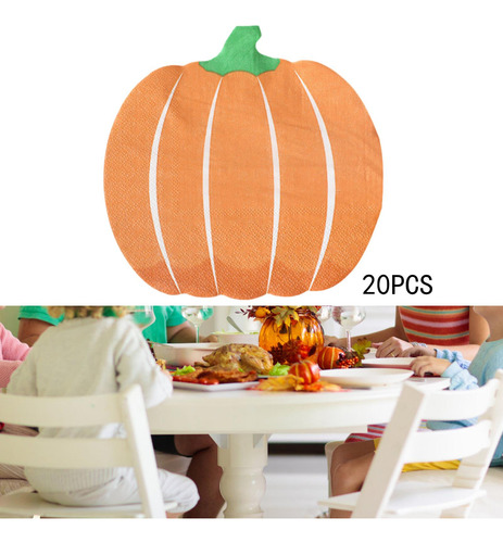 20 Piezas De Servilletas De Papel De Calabaza De Halloween,