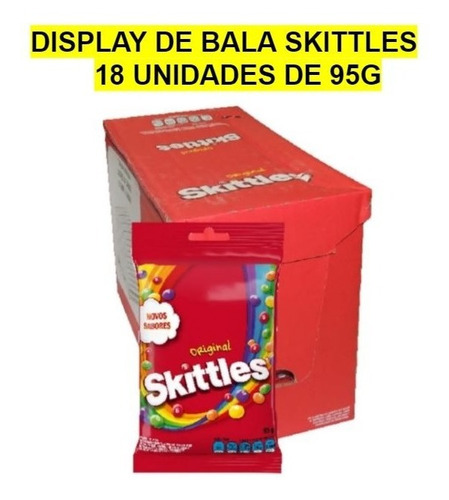 Display De Bala Skittles Original C/18 Unidades De 95g