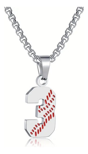 Collar Con Dije #3 De Tu Camisa De Beisbol, Acero Inox 