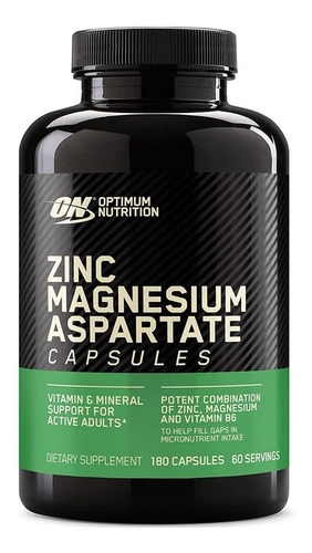 Suplemento em cápsula Optimum Nutrition  Zinc Magnesium Aspartate magnésio Zinc Magnesium Aspartate em pote 180 un