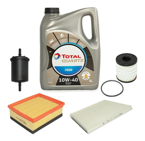 Kit 4 Filtros +aceite Total 7000 X4l Peugeot 206 Nafta 16v 