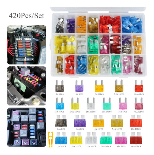 Kit De Fusibles Automotrices Standard Surtidos 420 Piezas