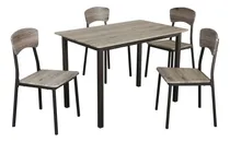 Comprar Juego De Comedor Monterrey Mesa + 4 Sillas Madera Mdf Color Marrón Claro Diseño De La Tela De Las Sillas Liso