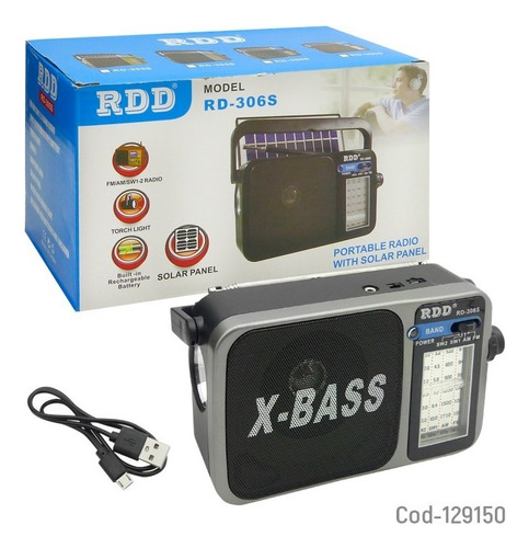 Radio Solar Bt Recargable Multibanda Con Linterna